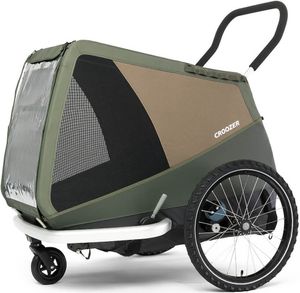 CROOZER Dog Mikke Fahrradanhänger inkl. gratis Pet Genie Hundekot-Entsorgungssystem, Farbe:Moss Green