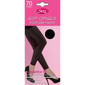 Hedvábné dámské neprůhledné punčochové kalhoty 70 denier bez nohavic, neprůhledné LW176 (Medium) (Black)