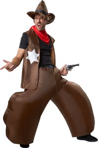 Selbstaufblasbares Kostüm Cowboy - schwarz/braun Selbstaufblasbares Kostüm Cowboy - schwarz/braun