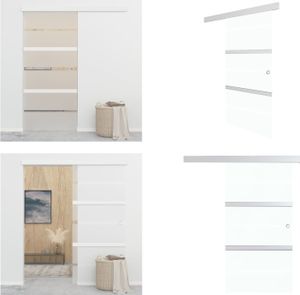 vidaXL Drzwi przesuwne ESG szkło i aluminium 90x205 cm srebrne - Drzwi szklane - Drzwi szklane - Drzwi - Drzwi