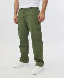 Einfarbige Baggy  Cargo Jeans Freizeithose Loose Fit Khaki W30/L34