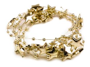 10m gold Sterne Perlenband Perlenkette Perlengirlande Perlenschnur Weihnachten Advent Deko Perlen Tischdeko Meterware