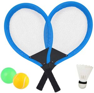 Tennisschläger Racket Set mit Badminton bälle Softball Strandspielzeug im Freien für Kinder ab 3 4 5 Jahren (Blau)