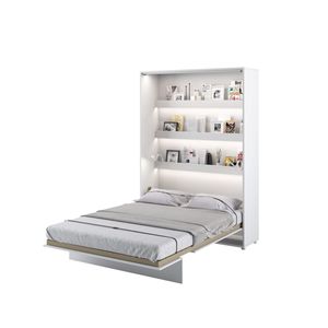 MEBLINI Schrankbett Bed Concept - Wandbett mit Lattenrost - Klappbett mit Schrank - Wandklappbett - Murphy Bed - Bettschrank - BC-01 - 140x200cm Vertikal - Weiß Matt