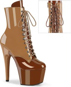 ADORE-1020DC Pleaser High Heels zweifarbige Plateaustiefeletten toffee karamell Lack