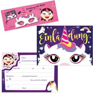 Oblique Unique 6 Einladungskarten Kindergeburtstag Einhorn Party mit Einhorn Masken