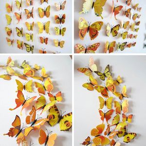Oblique Unique 3D Schmetterlinge 12er Set für die Wand zum Kleben Wandtattoo Wandsticker Wanddeko - gelb