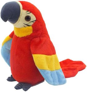 Sprechender Plüschvogel Papagei Vogel mit Aufnahme und Wiedergabefunktion, Plüschtiere Kuscheltiere Spielzeug Jungen und Mädchen rot