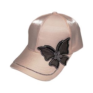 Frauen Hut Schmetterlinge Pferdeschwanz Loch Hip Hop Stickerei Erweiterte Krempe Schirmmütze Weibliche Kopfbedeckung-Rosa