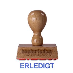 Holzstempel ERLEDIGT, 50 x 10 mm, hochwertiger Holzstempel aus Buchenholz mit Lagertext „ERLEDIGT“ – ideal für Büro und Privat