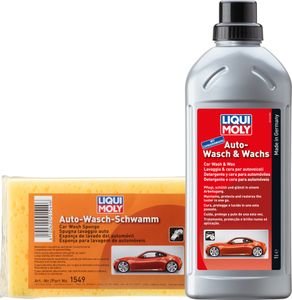 LIQUI MOLY Auto Wasch Set | Auto-Wasch & Wachs 1L | Auto-Wasch-Schwamm 1 Stk