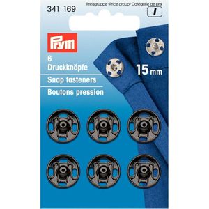 PRYM 341169 Snap Fasteners 15 mm Black