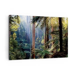Bild auf Leinwand - Leinwandbild - 3 Teile - Morgendämmerung Bäume Wald - 105x70cm - Wand Bild - Wanddeko - Wandbilder - Leinwanddruck - Bilder - Wanddekoration - Leinwand bilder - CE105x70-4403