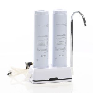 Naturewater NW-2-PPCTO 2 Stufen Counter Top Wasserfilter, 5 µ, PP Sediment und Aktivkohle Block Filtereinsatz, mit Universaladapter, Wasserhahn