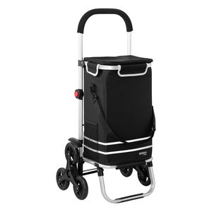 Monzana 2in1 Einkaufstrolley 30kg Klappbar Abnehmbare Tasche 6 Rollen Kühltasche Einkaufswagen Einkaufshilfe Treppensteiger , Farbe:schwarz