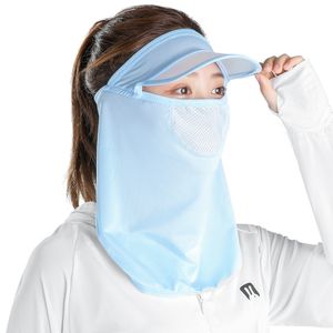 1 x Sonnenhut Vollgesichts Sonnenschutzhut Eis Seide für Damen Radfahren Freien UV-Schutz Vollgesichts Halsabdeckung Blau