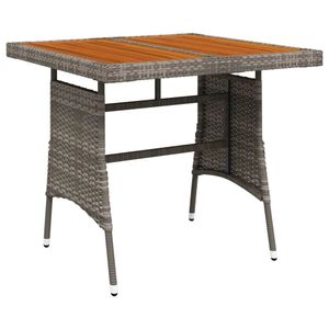 vidaXL Zahradní stůl šedý 70x70x72 cm Poly ratan a masivní dřevo akácie