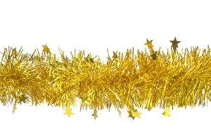 Weihnachtsgirlande Lametta mit Sternen 8cm, 3 Meter, Farbauswahl:gold