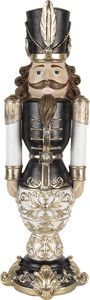 Clayre & Eef Dekorationsfigur Nussknacker 19x19x58 cm Goldfarbig Schwarz Polyresin