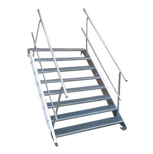 8 Stufen Stahltreppe beidseitig. Geländer Breite 100cm Geschosshöhe 120-160cm