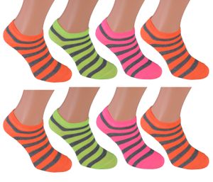 8 Paar Sneaker Socken Füsslinge , Farben:Neon geringelt, Grösse:39/42