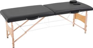 HOMCOM Massageliege, Mobiler Massagetisch, Höhenverstellbar, Kosmetik Bank, Buche, Schaumstoff, Schwarz, 186 x 60 x 58-81 cm