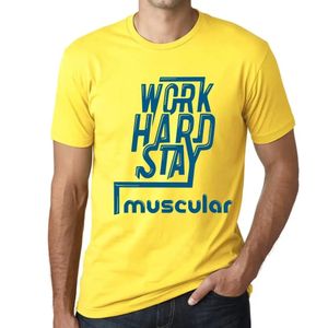 Herren Grafik T-Shirt Hart arbeiten muskulös bleiben – Work Hard Stay Muscular – Öko-Verantwortlich Vintage Jahrgang Kurzarm Lustige Druck Geburtstag
