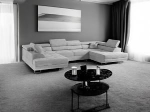 Narożnik z funkcją spania i podstawą do łóżka PASTI U-shape, sofa, narożnik do salonu jasnoszary
