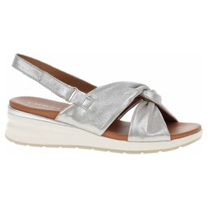 Caprice Damen Sandale Slingback Leder Keilabsatz 9-28300-20, Größe:42 EU, Farbe:Silber