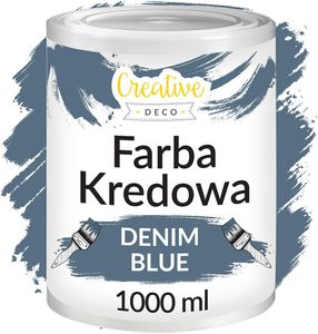 Creative Deco Farba Kredowa 1000 ml | Matowa i Zmywalna | Niebieski Dżinsowy | Idealna do renowacji mebli, decoupage’u i dekoracji