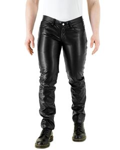 Bockle® Deep Cut Faux Leather Pants Kunstlederhose Lederröhre Tube Skinny , W38/L36