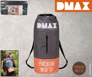 DMAX Packsack wasserabweisend 20 Liter orange braun Outdoor wandern Regen Sack
