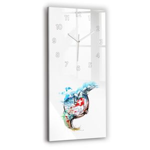 Wallfluent Wanduhr – Stilles Quarzuhrwerk - Uhr Dekoration Wohnzimmer Schlafzimmer Küche - Zifferblatt - weiße Zeiger - 30x60 cm - schweizer Uhr