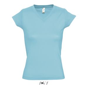 Ladies V-Neck Moon Damen T-Shirt - Farbe: Atoll Blue - Größe: XXL