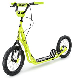 Kinderroller Scooter für Erwachsene und Jugendliche Tretroller Cityroller mit aufpumpbaren 16" (40 cm), Kickscooter, Gelb