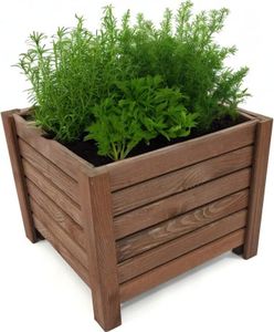 Pflanzkübel Quadratisch 38 x 38 x 30 cm (B x T x H) - Holz Blumentopf - Dunkelbraun - Pflanzkasten - Natürlicher Übertopf - Pflanztopf - Blumenkasten Balkon & Garten