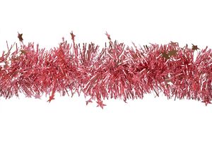 Weihnachtsgirlande Lametta mit Sternen 8cm, 3 Meter, Farbauswahl:altrosa 158