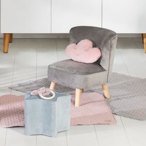 roba Kindersessel „Lil Sofa“, bequemer Sessel mit stabilen Holzfüßen und grauem Samtstoff