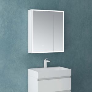 Mai & Mai Spiegelschrank Bad mit LED Beleuchtung Badezimmerschrank Hängeschrank Badezimmerspiegel BxTxH 60x15x70 cm Weiß matt Spiegelschrank-04
