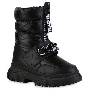 VAN HILL Damen Warm Gefütterte Winter Boots Stiefeletten Gesteppte Schuhe 839968, Farbe: Schwarz, Größe: 41