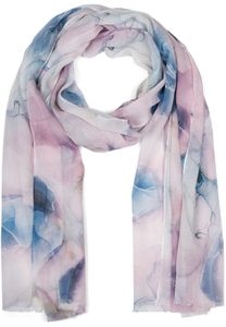 styleBREAKER Damen Schal mit edlem Marmor Muster und kurzen Fransen, leichtes Tuch in Pastell Farben, Stola 01016219, Farbe:Rose