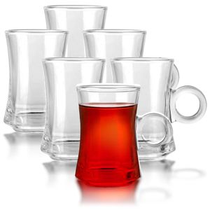 Teetassen Glastassen 6er Set mit Griff für 6 Personen spülmaschinenfest Trinkgläser für Tee Schwarztee Cay Claire