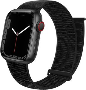 Strap-it Apple Watch 8 Nylon Loop Armband (Schwarz) - Große: 45mm