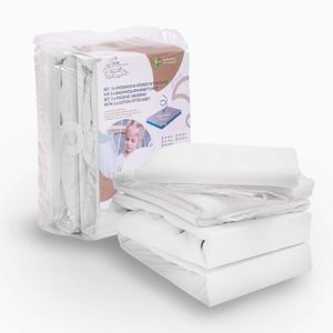 Alcube® 4er Set aus wasserdichter Matratzenauflage und Baumwoll-Spannbettlaken für Baby und Kinder - verschiedene Größen - weiß 80x160 cm