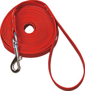 Schecker rote Biothane® Schleppleine mit Handschlaufe Länge: 5 m / 13 mm extrem strapazierfähig und reißfest