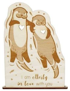 Holzkarte Otterly in love - Personalisierbare Karte zum Aufstellen: Geschenk zum Geburtstag, Valentinstag, Jahrestag