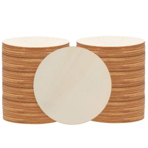 Belle Vous 50er Pack Runde Holzscheiben zum Basteln - Baumscheibe 7,6 cm Durchmesser - 3 mm Dick - Natürliche Holzplättchen rund Ausschnitte für