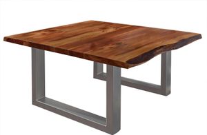 MASSIVMOEBEL24 Couchtisch Akazie 90x90x45 walnuss lackiert FREEFORM 2 #10