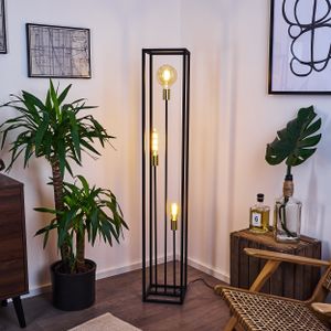 Avola »Avola« Stehleuchte Bodenlampe aus Metall in Schwarz und Messingfarben