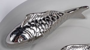 Dekofigur schwimmender Fisch L. 11cm silber aus Porzellan Formano Maritim